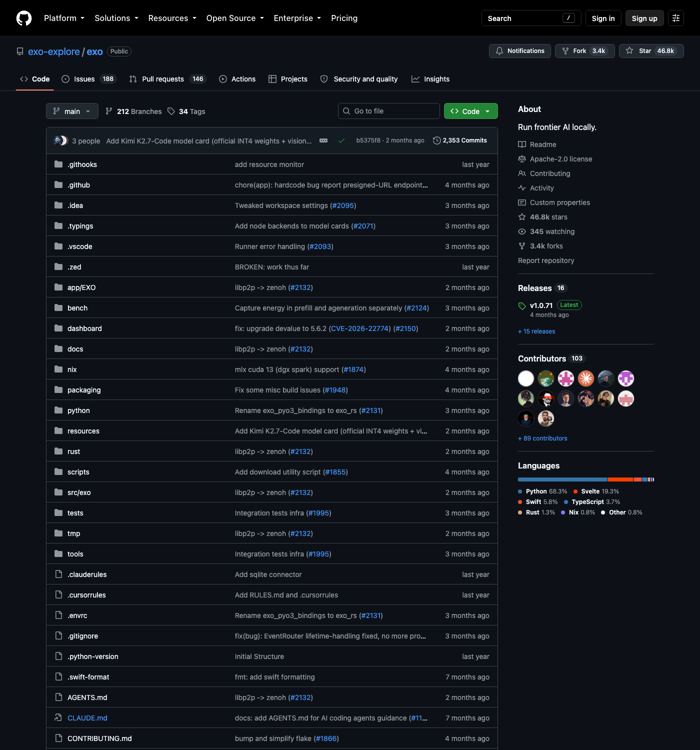 exo-explore/exo GitHub repo
